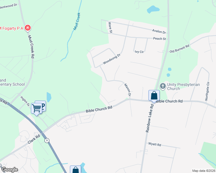 map of restaurants, bars, coffee shops, grocery stores, and more near 211 Mason Drive in Inman