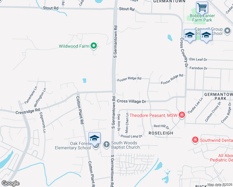map of restaurants, bars, coffee shops, grocery stores, and more near 2940 South Germantown Road in Germantown