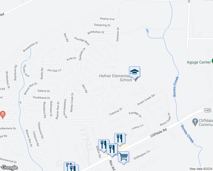 map of restaurants, bars, coffee shops, grocery stores, and more near 731 Prestige Boulevard in Fayetteville