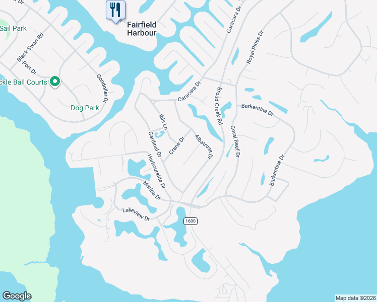 map of restaurants, bars, coffee shops, grocery stores, and more near 819 Bluebird Drive in New Bern