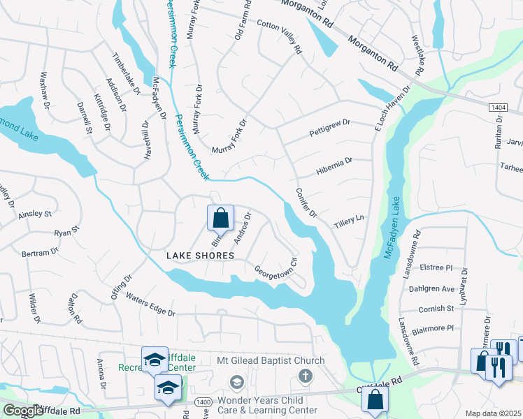map of restaurants, bars, coffee shops, grocery stores, and more near 3351 Starboard Way in Fayetteville