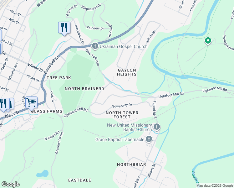 map of restaurants, bars, coffee shops, grocery stores, and more near 3136 New York Avenue in Chattanooga