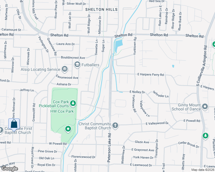 map of restaurants, bars, coffee shops, grocery stores, and more near 1056 Cotton Row Cove in Collierville