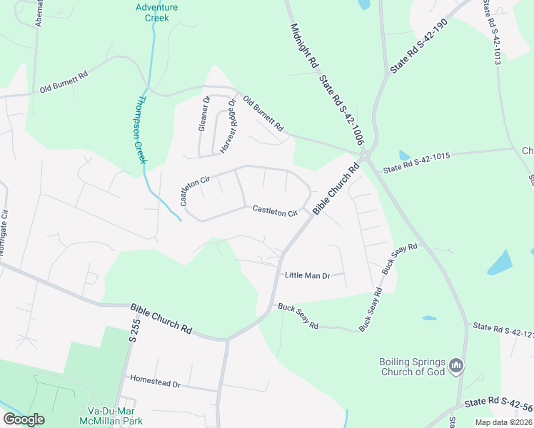 map of restaurants, bars, coffee shops, grocery stores, and more near 151 Castleton Circle in Boiling Springs