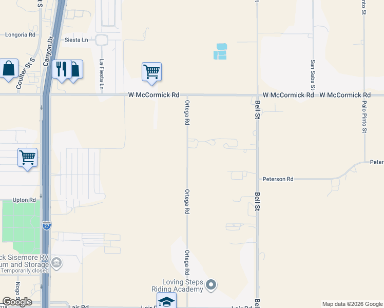 map of restaurants, bars, coffee shops, grocery stores, and more near 13701 Ortega Road in Amarillo