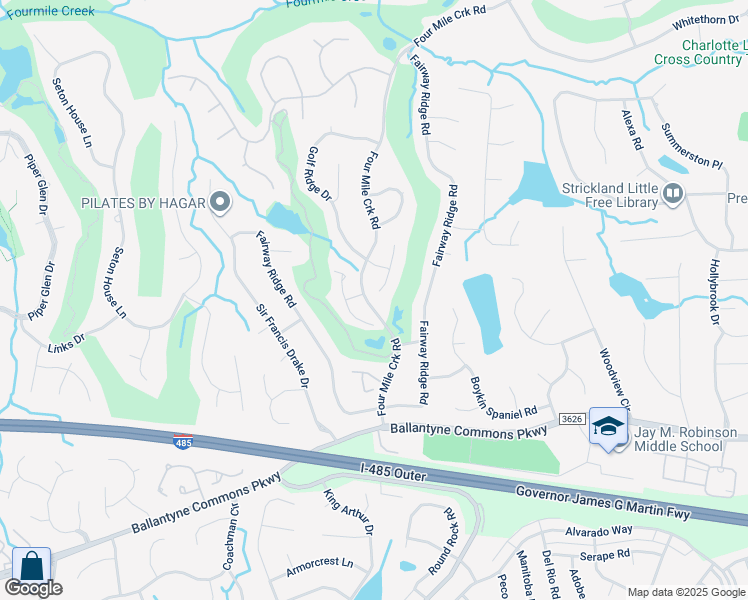 map of restaurants, bars, coffee shops, grocery stores, and more near 8247 Golf Ridge Drive in Charlotte