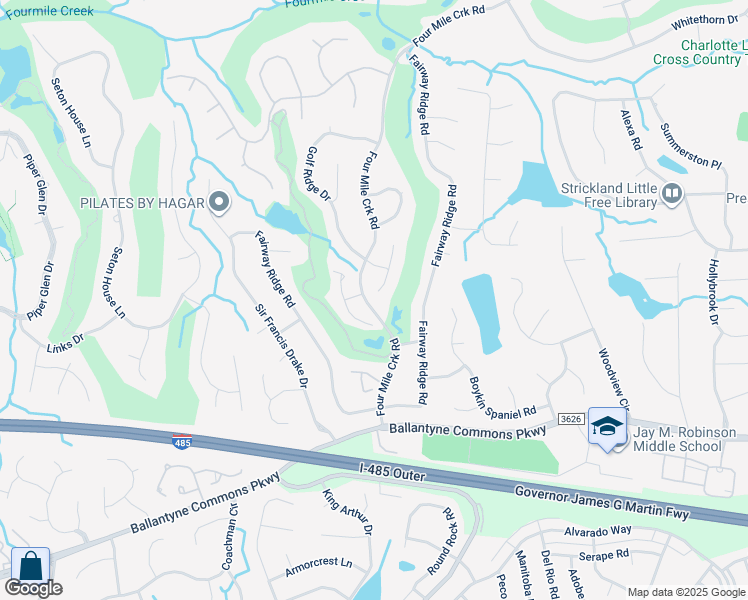 map of restaurants, bars, coffee shops, grocery stores, and more near 8247 Golf Ridge Drive in Charlotte