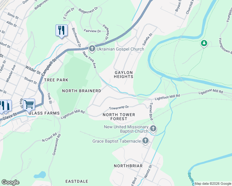 map of restaurants, bars, coffee shops, grocery stores, and more near 3136 New York Avenue in Chattanooga