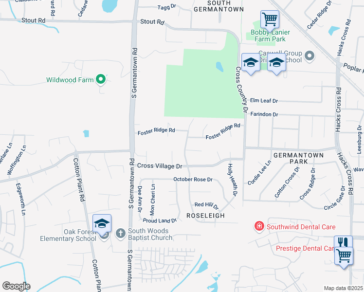 map of restaurants, bars, coffee shops, grocery stores, and more near 2941 Belgrave Drive in Germantown