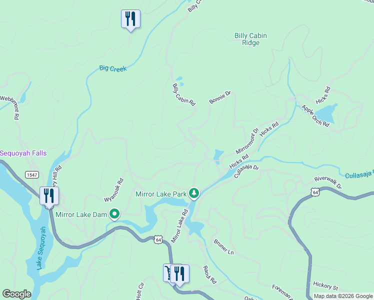 map of restaurants, bars, coffee shops, grocery stores, and more near 85 Ralph Thomas Road in Highlands