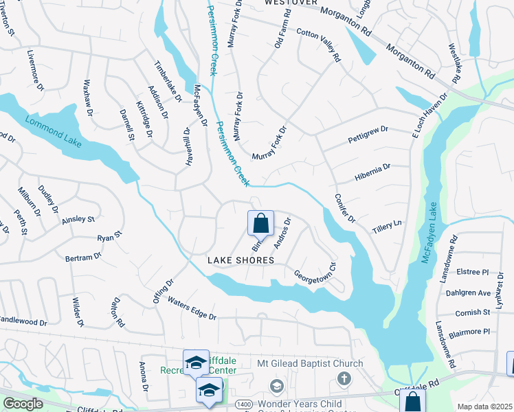 map of restaurants, bars, coffee shops, grocery stores, and more near 425 Georgetown Circle in Fayetteville