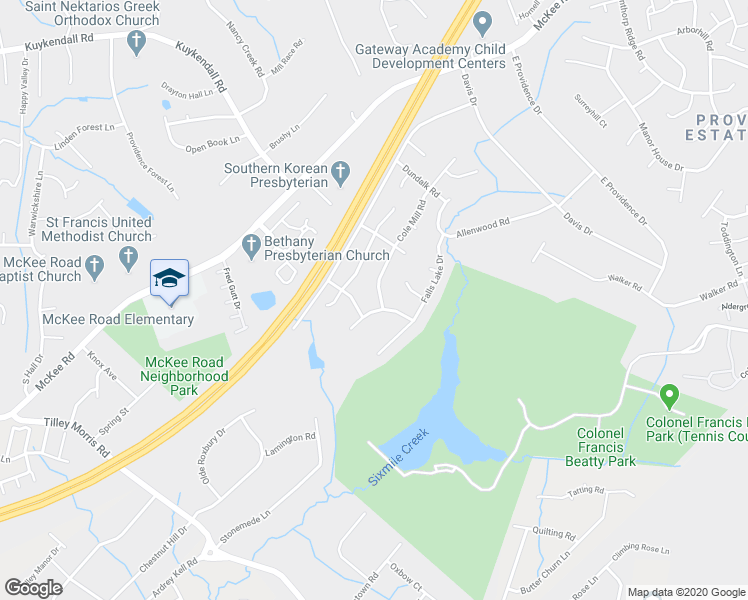 map of restaurants, bars, coffee shops, grocery stores, and more near 3726 Cole Mill Road in Charlotte