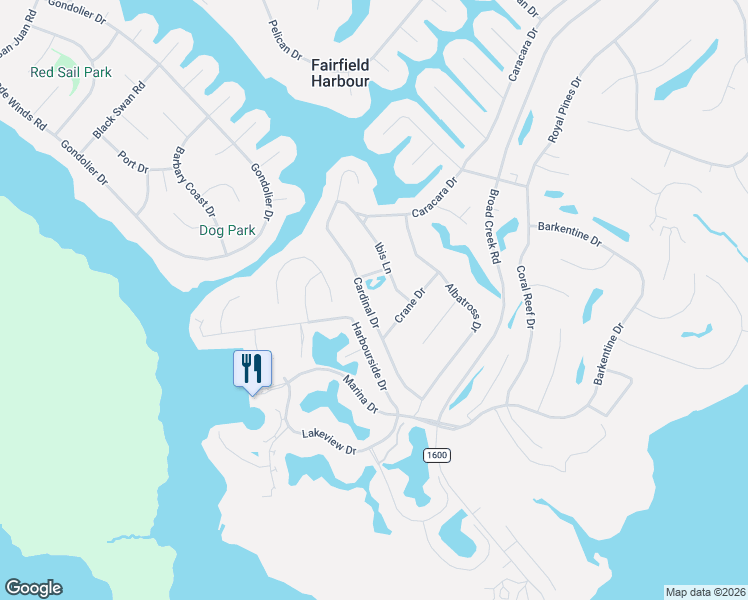 map of restaurants, bars, coffee shops, grocery stores, and more near 6207 Cardinal Drive in New Bern