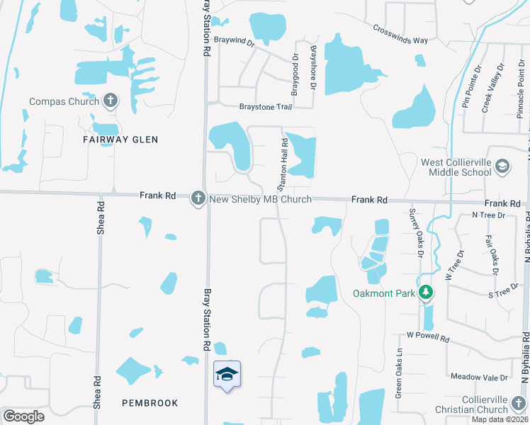 map of restaurants, bars, coffee shops, grocery stores, and more near 1035 Autumn Oaks Circle in Collierville