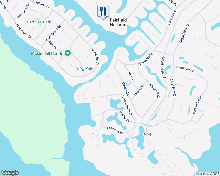 map of restaurants, bars, coffee shops, grocery stores, and more near 906 Davit Lane in New Bern