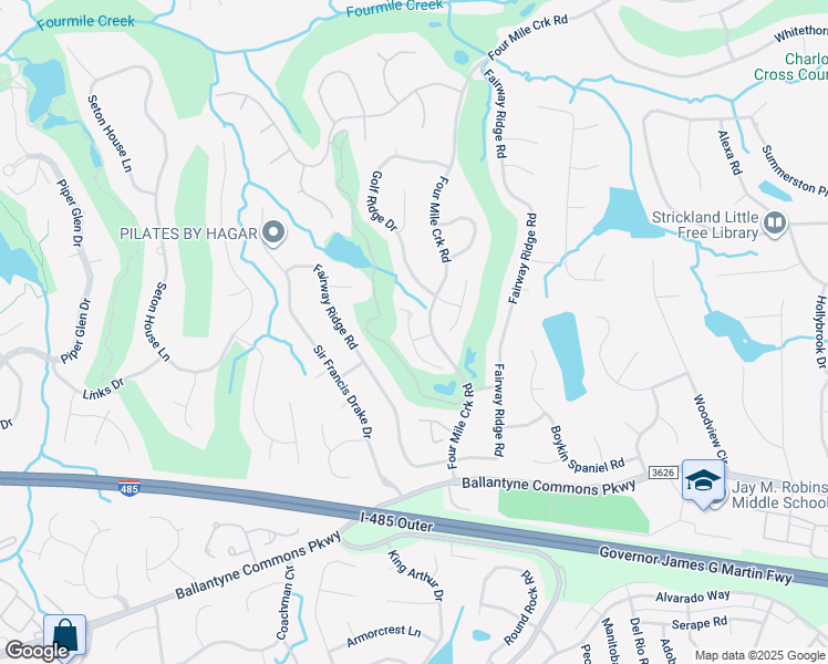 map of restaurants, bars, coffee shops, grocery stores, and more near 8307 Chippenham Lane in Charlotte