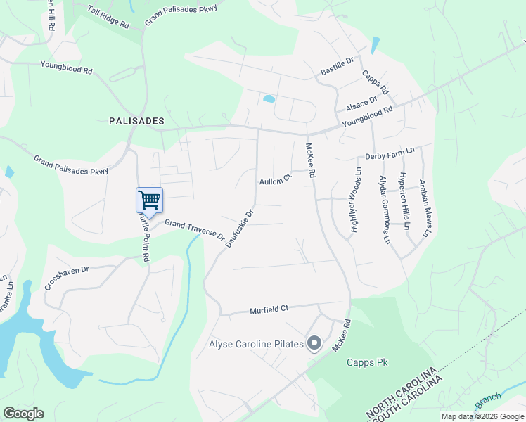 map of restaurants, bars, coffee shops, grocery stores, and more near 8701 Sagekirk Court in Charlotte