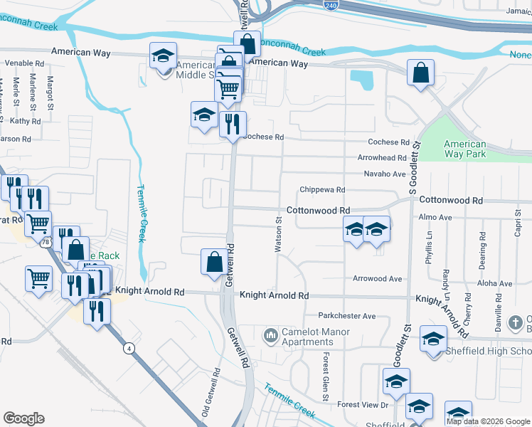 map of restaurants, bars, coffee shops, grocery stores, and more near 2945 Watson Street in Memphis