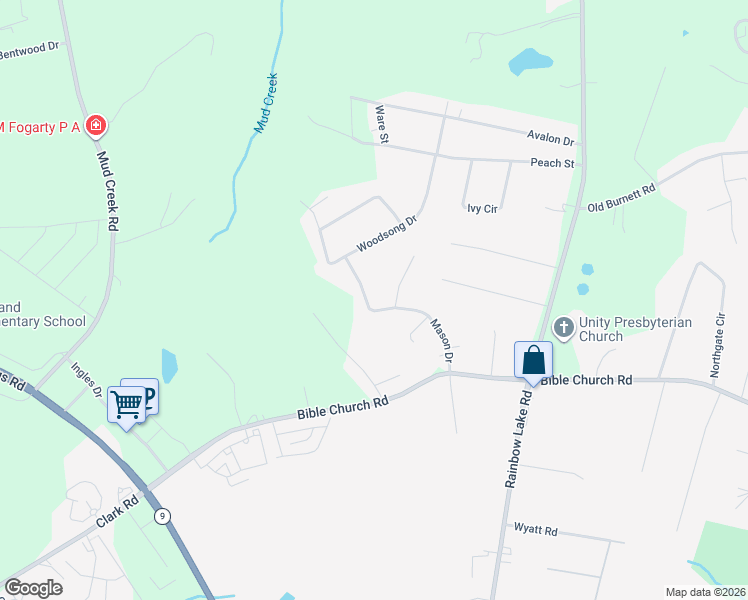 map of restaurants, bars, coffee shops, grocery stores, and more near 211 Mason Drive in Inman