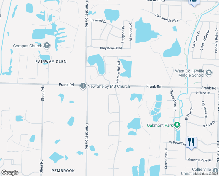 map of restaurants, bars, coffee shops, grocery stores, and more near 1035 Autumn Oaks Circle in Collierville