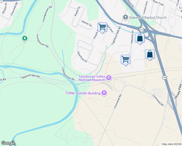 map of restaurants, bars, coffee shops, grocery stores, and more near 3810 Lightfoot Mill Road in Chattanooga