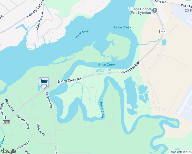 map of restaurants, bars, coffee shops, grocery stores, and more near 1501 Brices Creek Road in New Bern