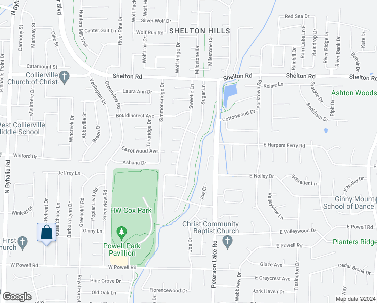 map of restaurants, bars, coffee shops, grocery stores, and more near 1085 Sugar Lane in Collierville