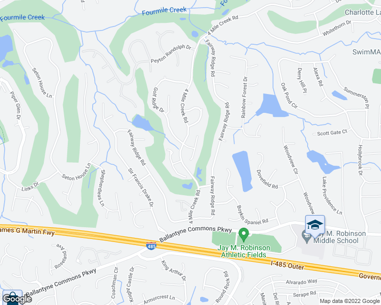 map of restaurants, bars, coffee shops, grocery stores, and more near 8283 Golf Ridge Drive in Charlotte