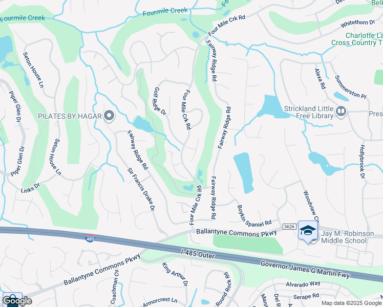 map of restaurants, bars, coffee shops, grocery stores, and more near 8283 Golf Ridge Drive in Charlotte