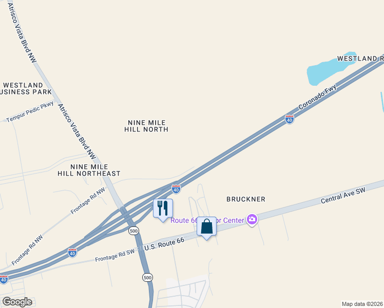 map of restaurants, bars, coffee shops, grocery stores, and more near 99999 Volcano Road in Albuquerque