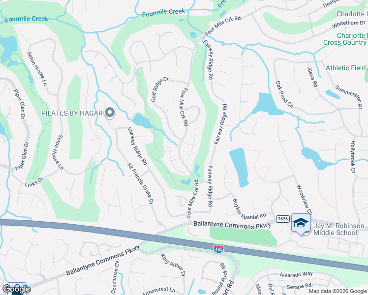 map of restaurants, bars, coffee shops, grocery stores, and more near 8307 Golf Ridge Drive in Charlotte
