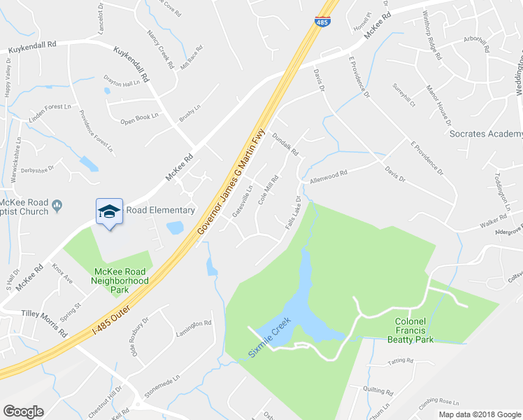 map of restaurants, bars, coffee shops, grocery stores, and more near 3629 Cole Mill Road in Charlotte