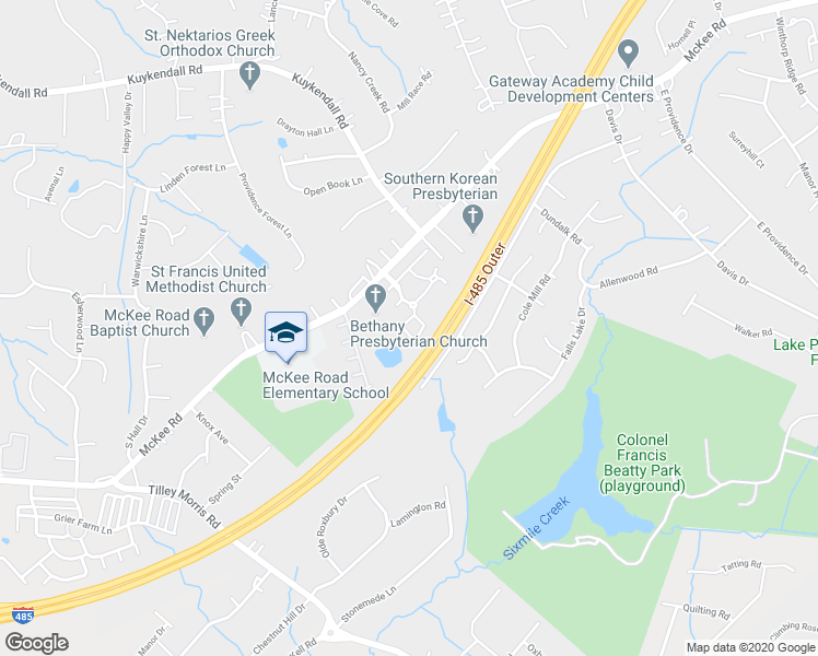 map of restaurants, bars, coffee shops, grocery stores, and more near 4531 Blackmuir Wood Circle in Charlotte