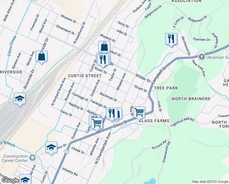 map of restaurants, bars, coffee shops, grocery stores, and more near 2902 Wheeler Avenue in Chattanooga