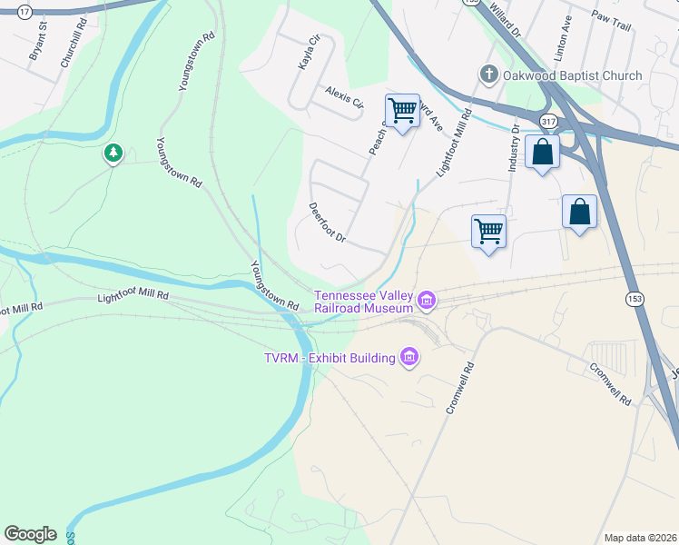 map of restaurants, bars, coffee shops, grocery stores, and more near 3811 Cherwood Lane in Chattanooga