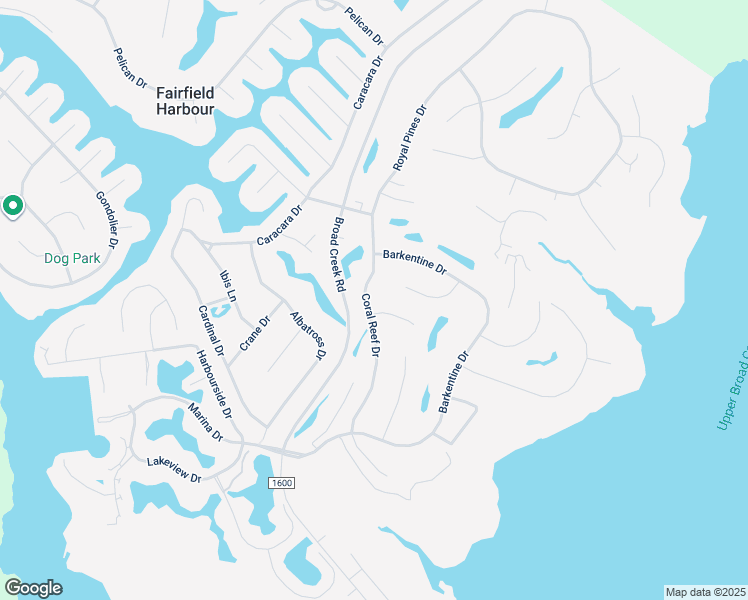 map of restaurants, bars, coffee shops, grocery stores, and more near 1015 Coral Reef Drive in New Bern