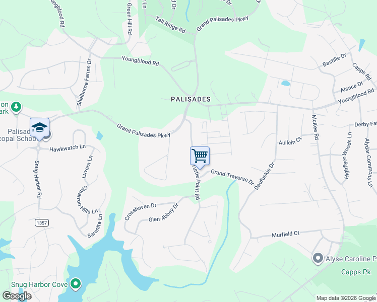 map of restaurants, bars, coffee shops, grocery stores, and more near 17018 Ashton Oaks Drive in Charlotte