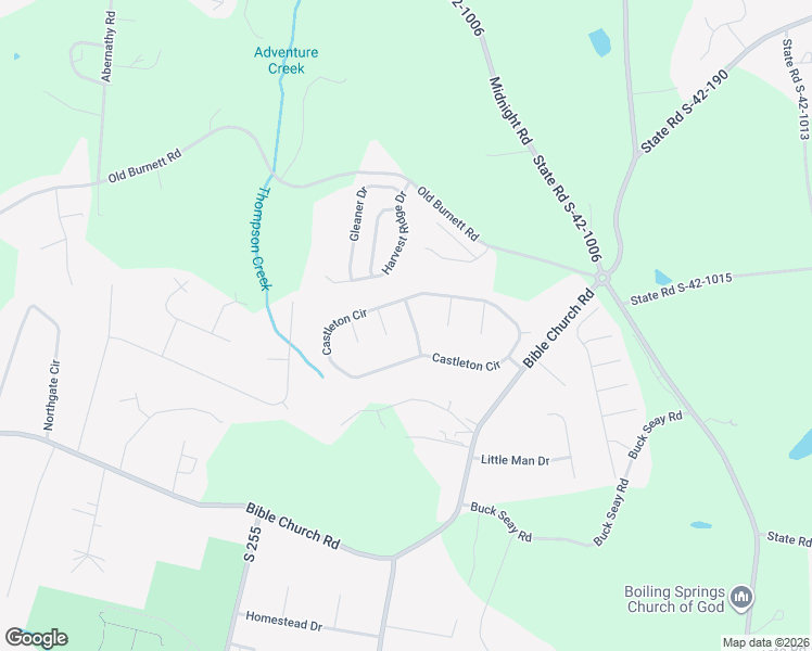 map of restaurants, bars, coffee shops, grocery stores, and more near 625 Brightwell Drive in Boiling Springs