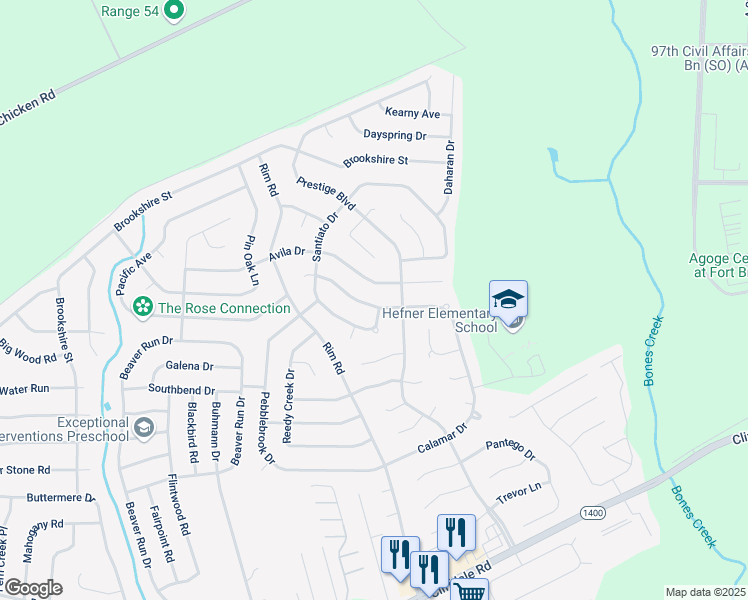 map of restaurants, bars, coffee shops, grocery stores, and more near 6963 Calamar Drive in Fayetteville