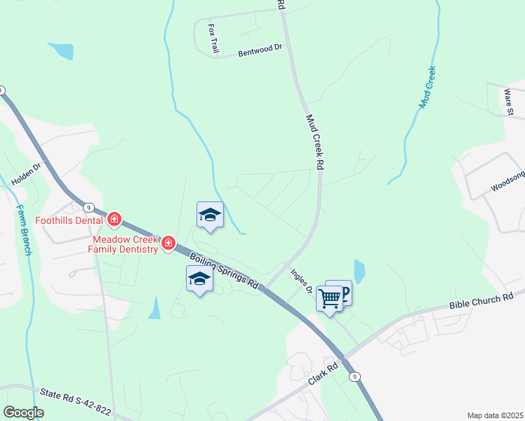 map of restaurants, bars, coffee shops, grocery stores, and more near 573 Heavenly Days Street in Inman