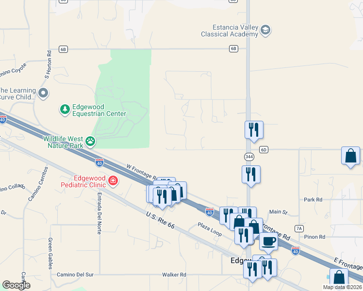 map of restaurants, bars, coffee shops, grocery stores, and more near 33 Church Street in Edgewood