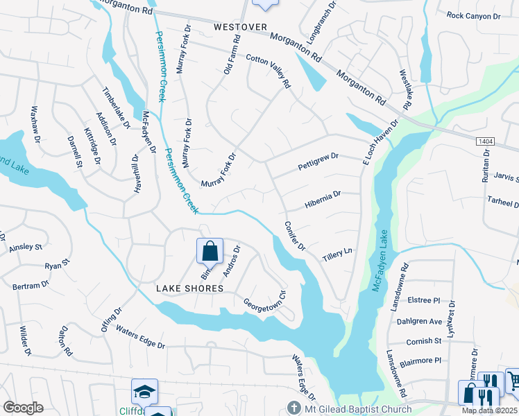 map of restaurants, bars, coffee shops, grocery stores, and more near 516 Singletary Place in Fayetteville