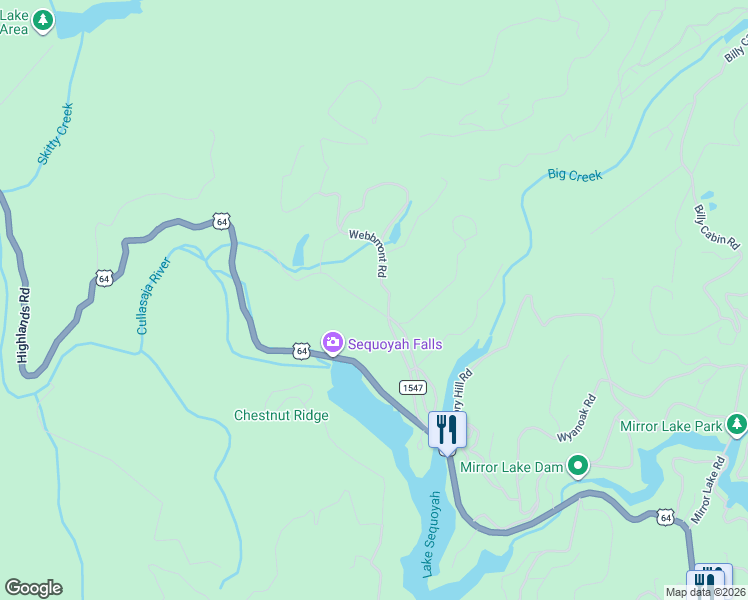 map of restaurants, bars, coffee shops, grocery stores, and more near 121 Webbmont Rd in Highlands
