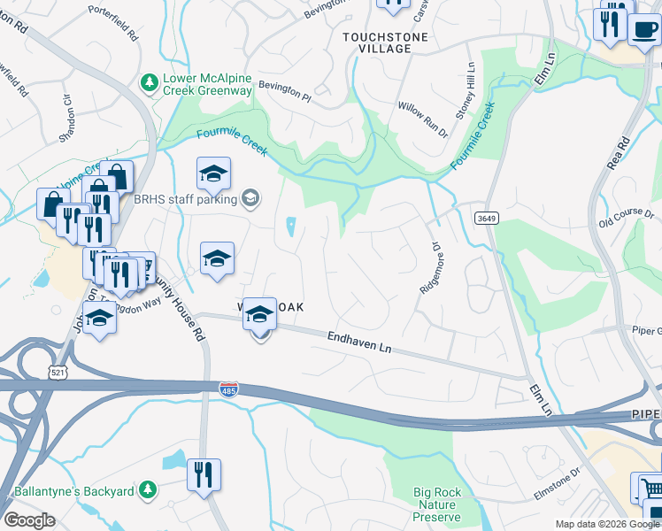 map of restaurants, bars, coffee shops, grocery stores, and more near in Charlotte