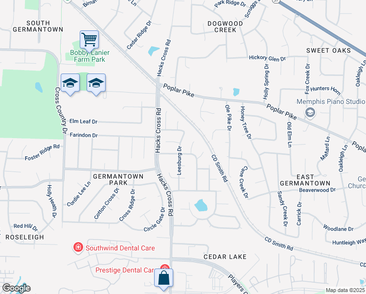map of restaurants, bars, coffee shops, grocery stores, and more near 2890 Leesburg Drive in Germantown