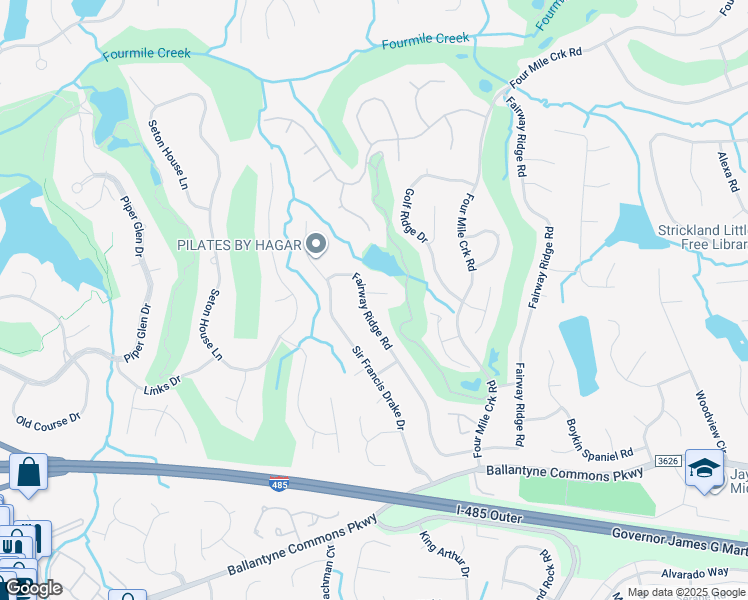 map of restaurants, bars, coffee shops, grocery stores, and more near 11223 Quiet Wood Court in Charlotte