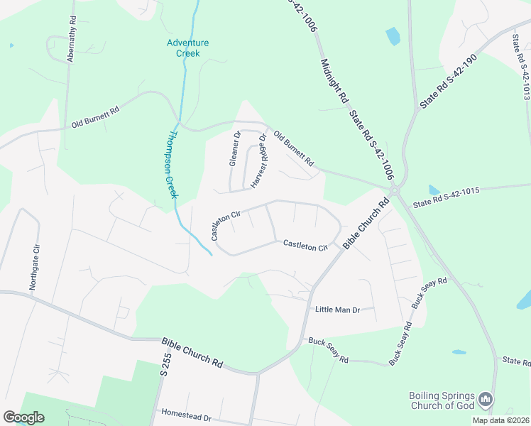 map of restaurants, bars, coffee shops, grocery stores, and more near 625 Brightwell Drive in Boiling Springs