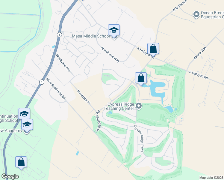 map of restaurants, bars, coffee shops, grocery stores, and more near 750 Ridgemont Way in Arroyo Grande