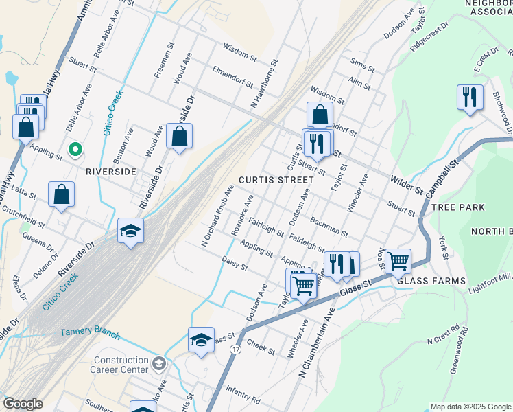 map of restaurants, bars, coffee shops, grocery stores, and more near 2713 Orton St in Chattanooga