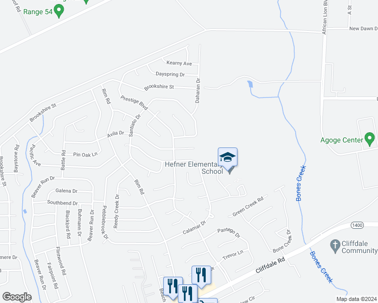 map of restaurants, bars, coffee shops, grocery stores, and more near 7109 Avila Drive in Fayetteville